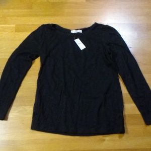 NWT LOFT Black Crepe Top - Large